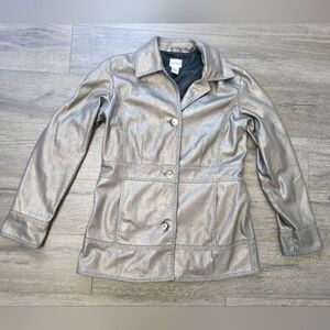 Chicos Metallic Silver Jacket Size 0/Small